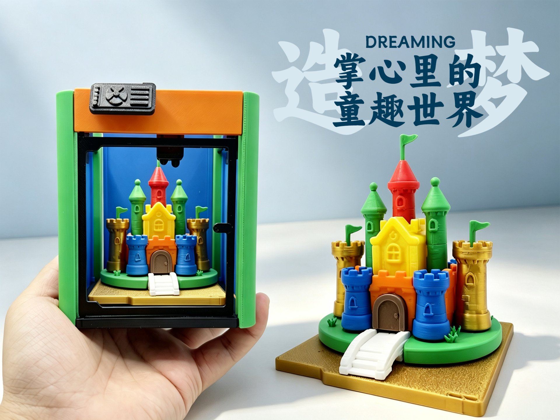 Miniatura 1 do modelo 3D 掌心里的童趣世界-城堡-3d打印机-造梦童年