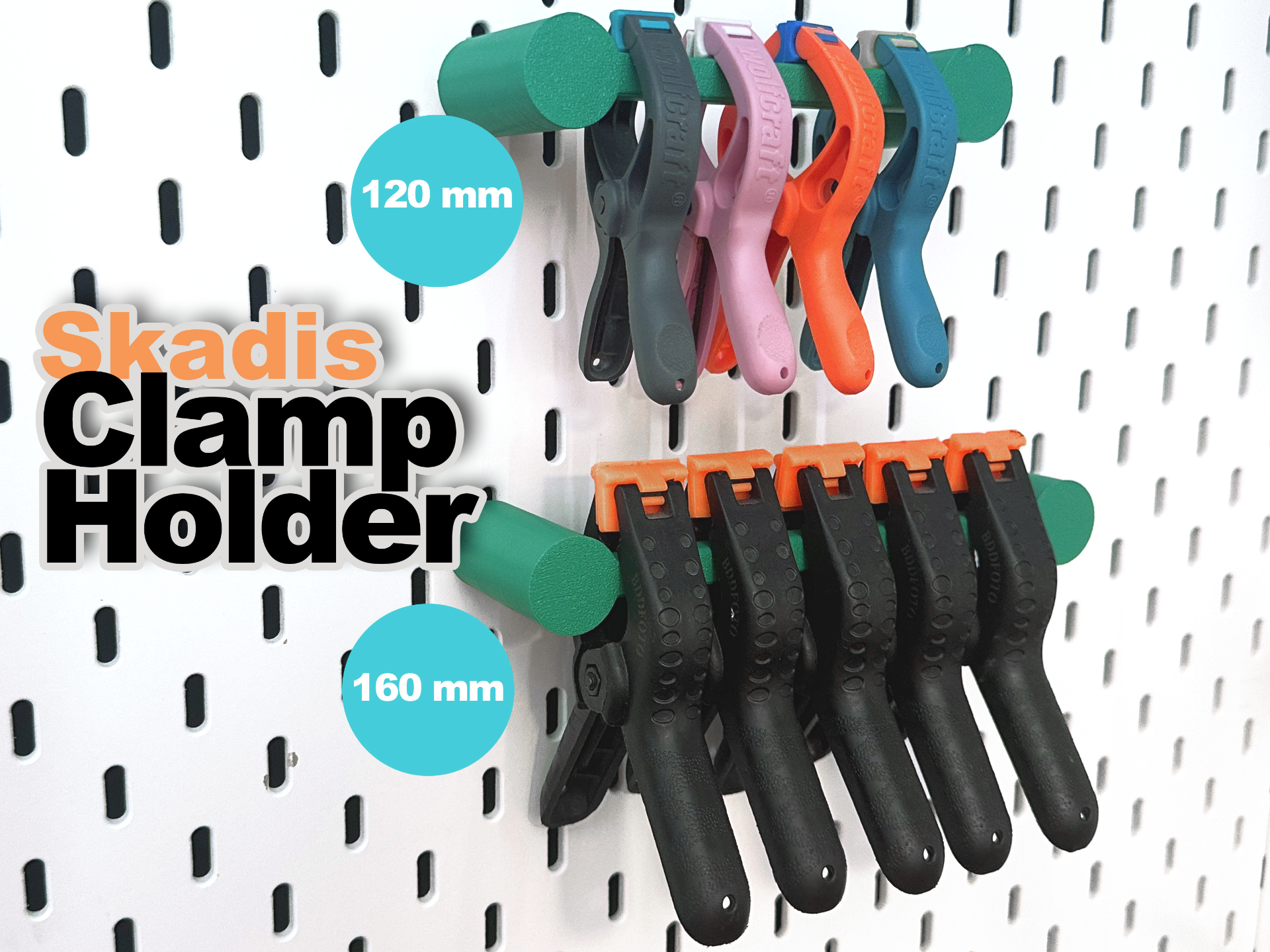 Klemmzwingenhalter für IKEA SKADIS 120 mm & 160 mm