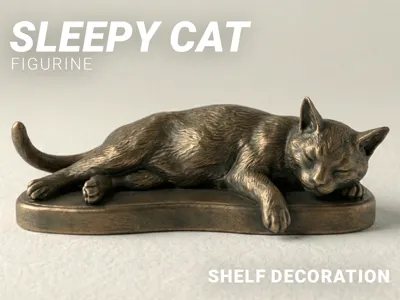 Sleepy Cat Figurine