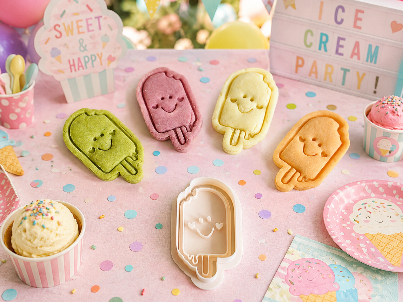 Smiling Popsicle Cutter & Stamp for Cookies