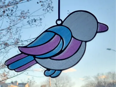 Stained Glass Little Bird Suncatcher