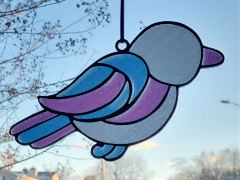Stained Glass Little Bird Suncatcher
