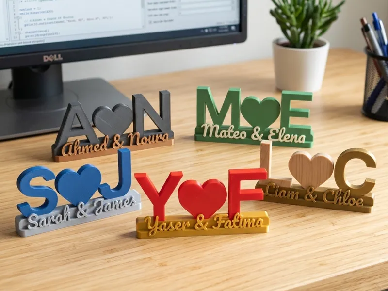 Parametric Couple Sign with Heart (Custom Names)