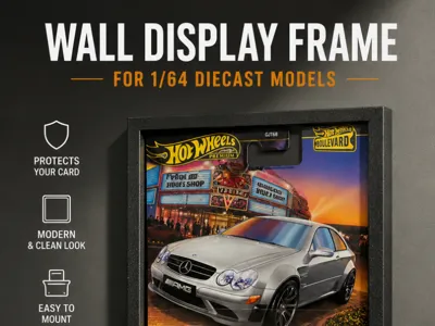Wall display frame for 1/64 diecast cars