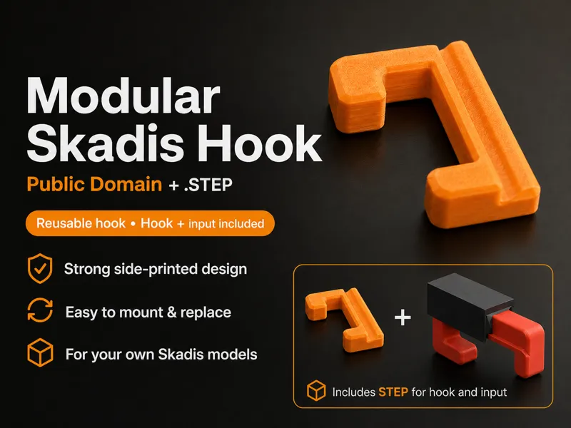 Modular Skadis Hook Model (Public Domain, .STEP)