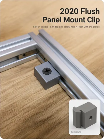 Clip o pieza de sujeción: 2020 Aluminum Extrusion Flush Panel Mount Clip — vista de referencia 2