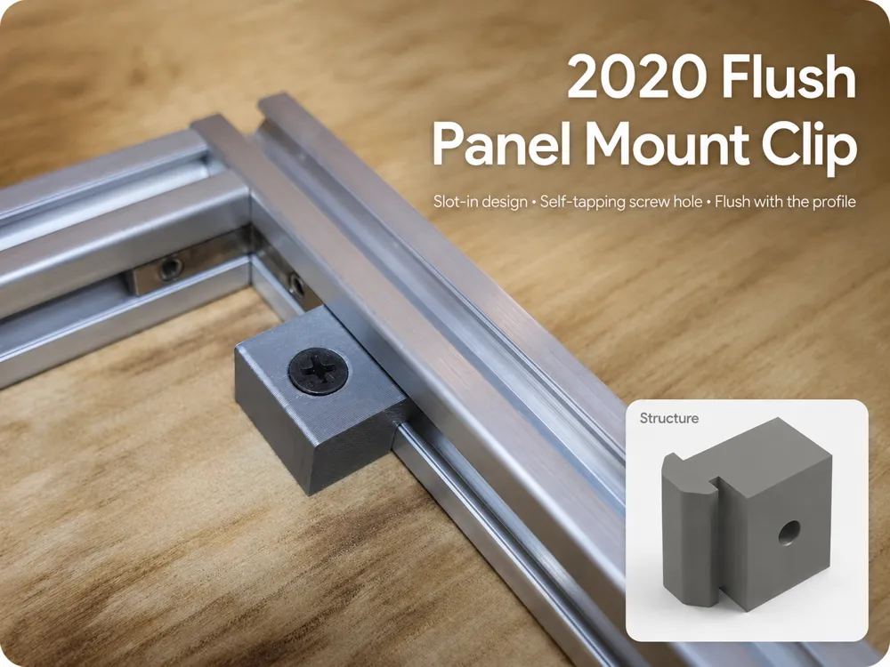 Clip o pieza de sujeción: 2020 Aluminum Extrusion Flush Panel Mount Clip. Referencia del modelo original.