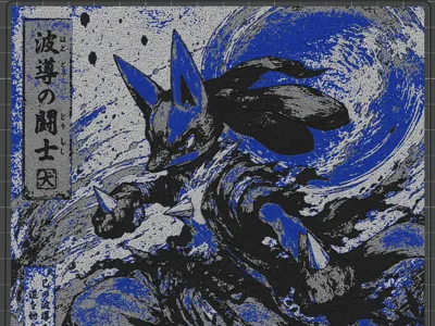 Lucario poster in a Ukiyo-e style