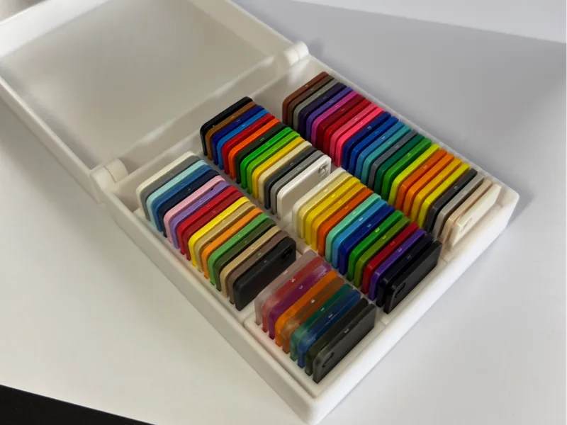 Swatches container with material based compartment