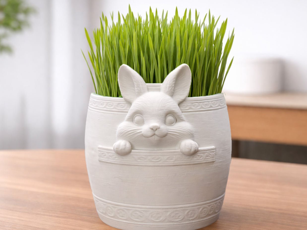 cute easter bunny planter / organizer cup