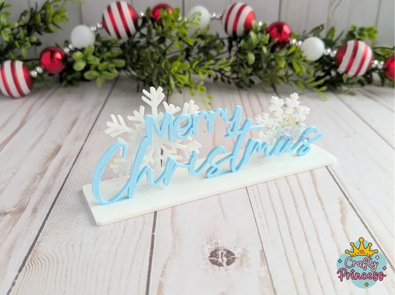 Merry Christmas Shelf Sitter with Snowflakes