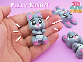 Cute Flexi Bunny with Keychain - No Supports
