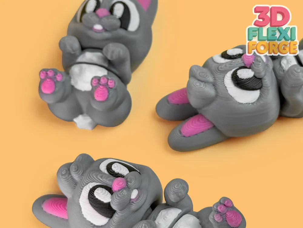 Cute Flexi Rabbit with Keychain - No Supports - Free 3D Print Model ...