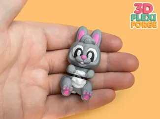 Cute Flexi Rabbit with Keychain - No Supports