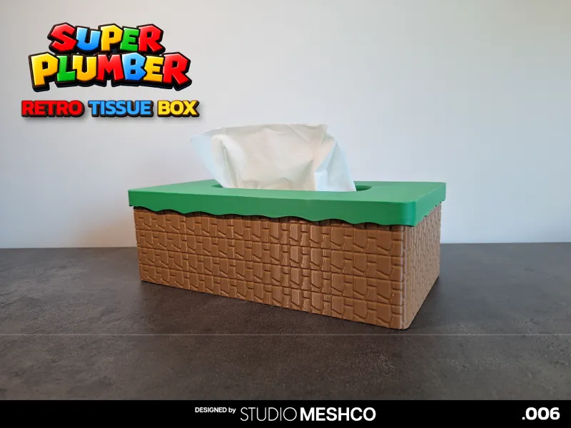 Super Plumber Tissue Box | Retro Game Style