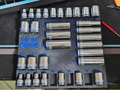 3/8 in metric socket holder deep/shallow organizer