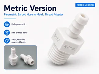 Parametric Auto-Labeled Male METRIC Hose Adapter