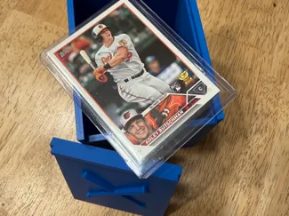 Sleeved Baseball Card Holder With Sliding Lid