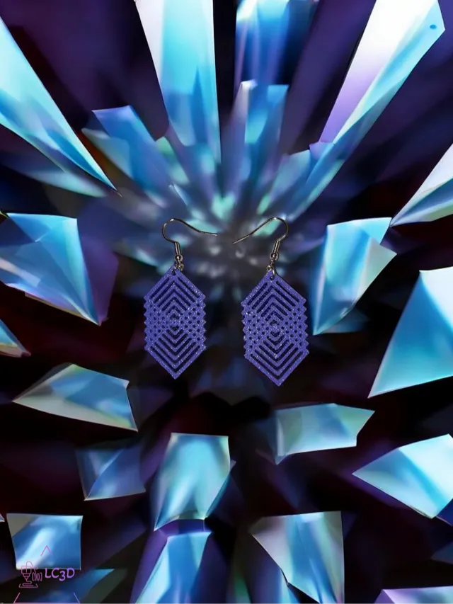 3D illusion squares earrings