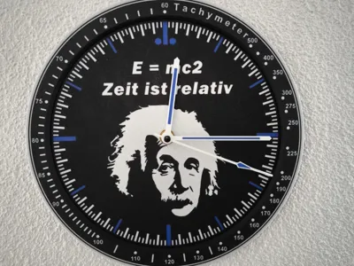 Einstein Wall Clock "Time is relative" - Physics Decor
