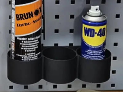 Spray can holder for tool board / pegboard