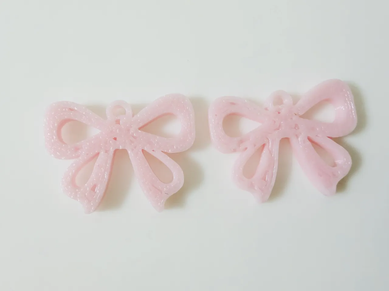 Pink Bow Earrings - Cute 3D Printed Kawaii Jewelry view 3