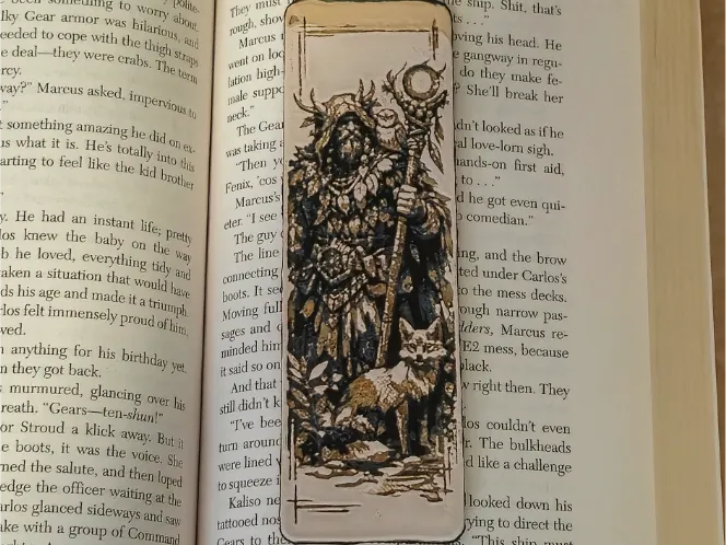 Marque pages - Druid avec ses compagnons animaux