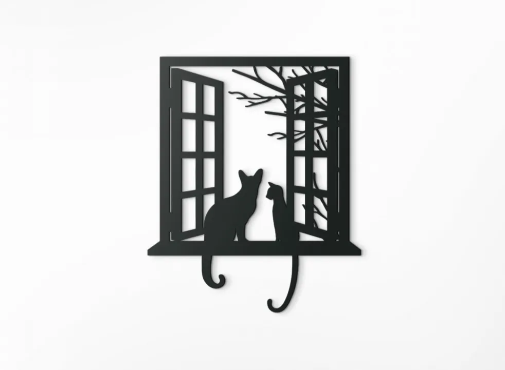Décoration murale — deux chats à la fenêtre