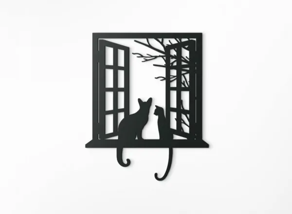 Décoration murale — deux chats à la fenêtre