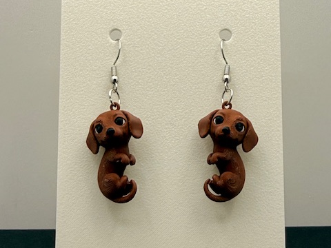 Cute Dachshund Pup Earrings (0.2mm Optimized)