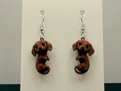 Cute Dachshund Pup Earrings (0.2mm Optimized)
