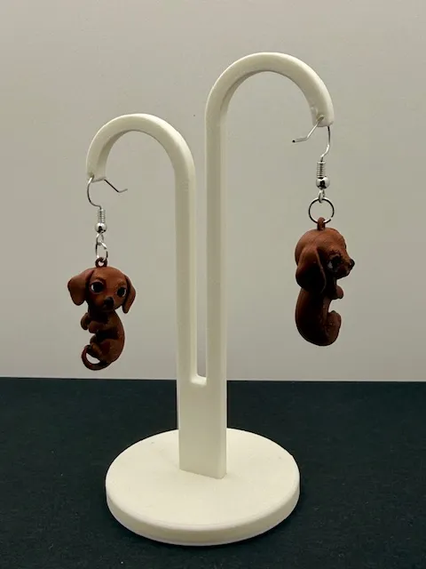 Cute Dachshund Pup Earrings (0.2mm Optimized) view 4