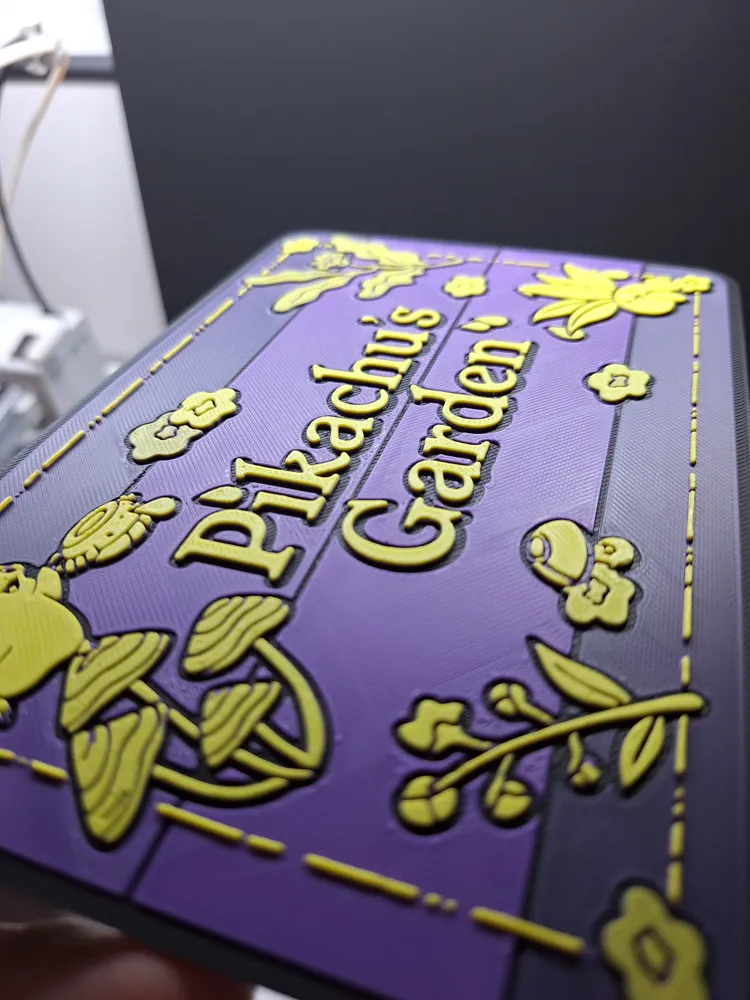 Pikachu's Garden - 3 Colour Sign - Free 3D Print Model - MakerWorld