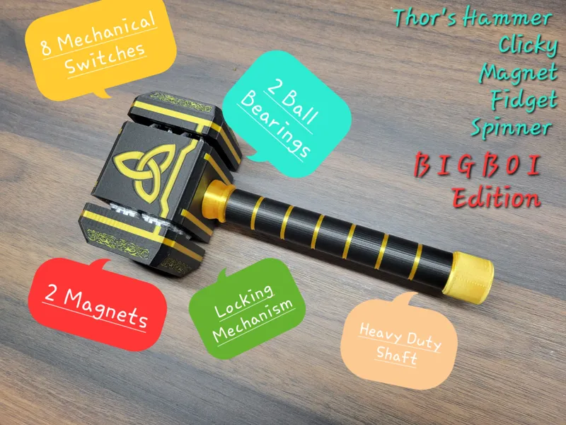 Thor's Hammer Fidget Spinner and Clicker - BigBoi