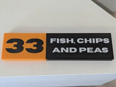 Dart Score Sign - 33 Fish Chips and Peas