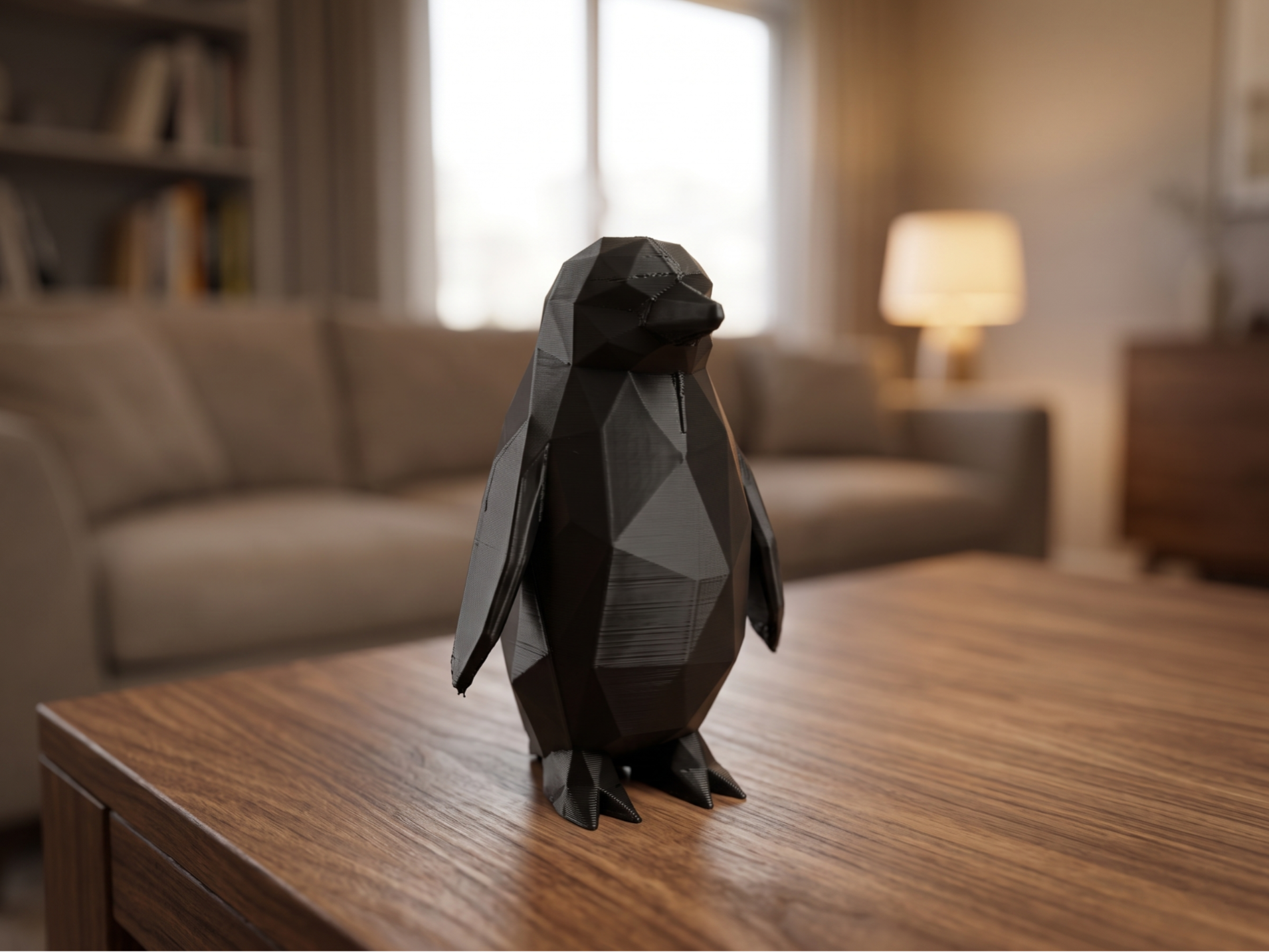 Low Poly Penguin Figurine - Geometric PenguinDecor