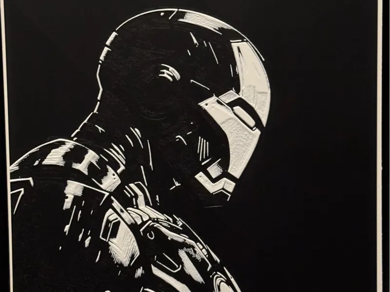 Iron Man Hueforge B&W Wallart