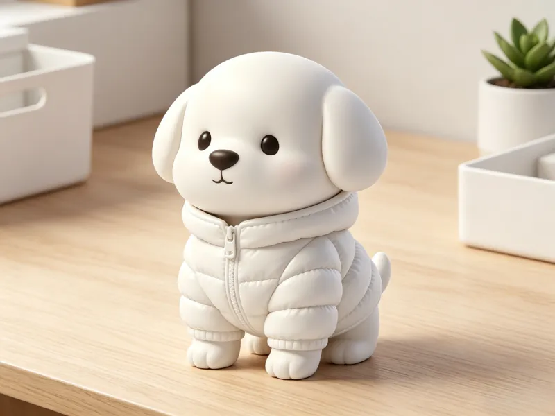 Adorable little dog in a puffer jacket