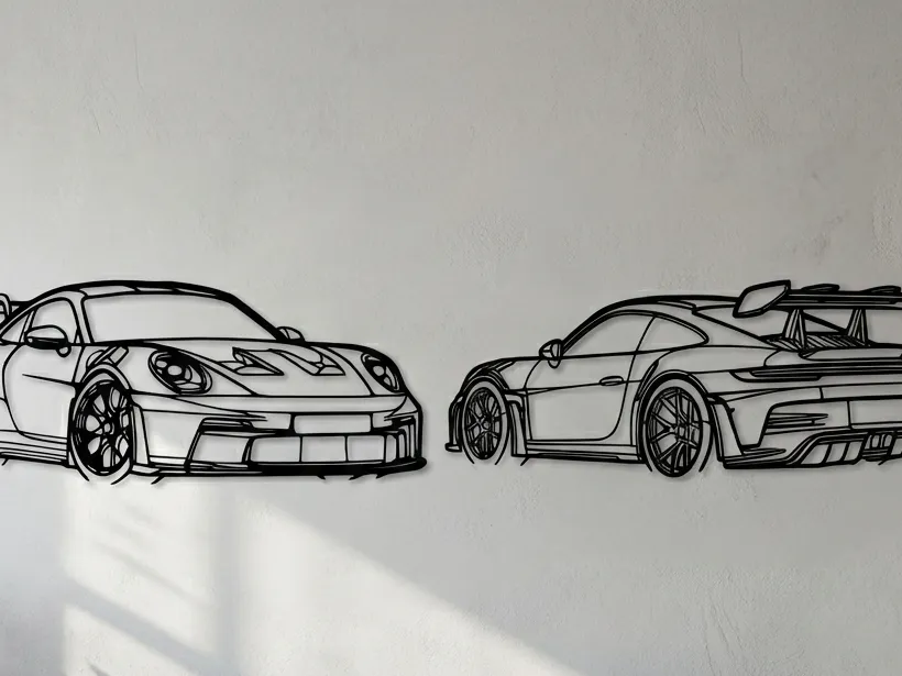 Porsche 911 GT3 RS (992) - Minimalist 3D Wall Art - Free 3D Print Model ...