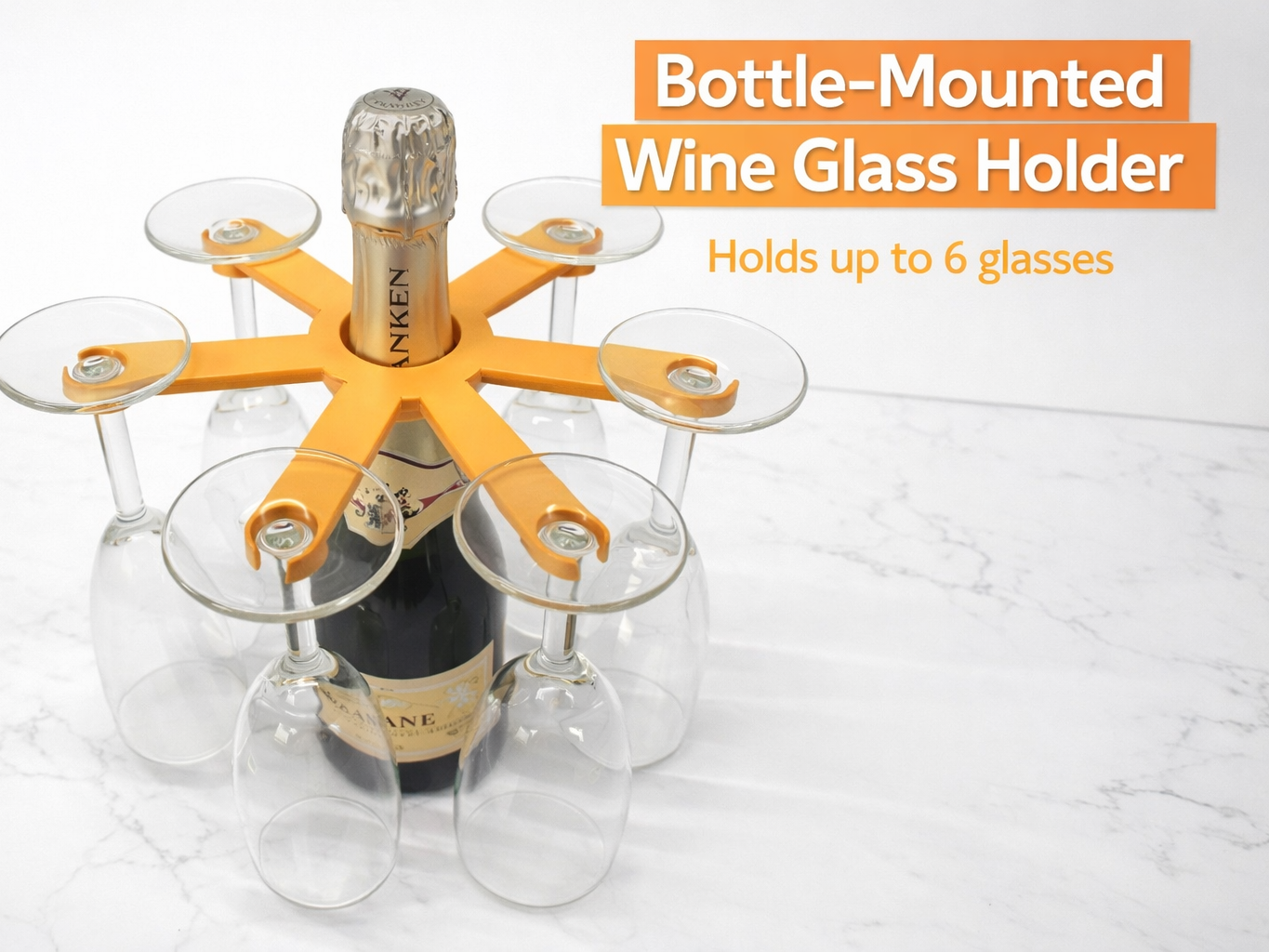 Bottle-Mounted Wine Glass Holder – 6 Glasses