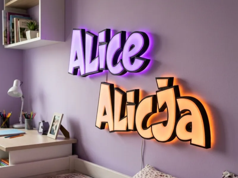 Insegna Led Nome 3D-Custom Lightbox-Alice & Alicja