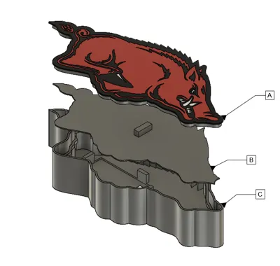 Arkansas Razorbacks Lightbox - Free 3D Print Model - MakerWorld