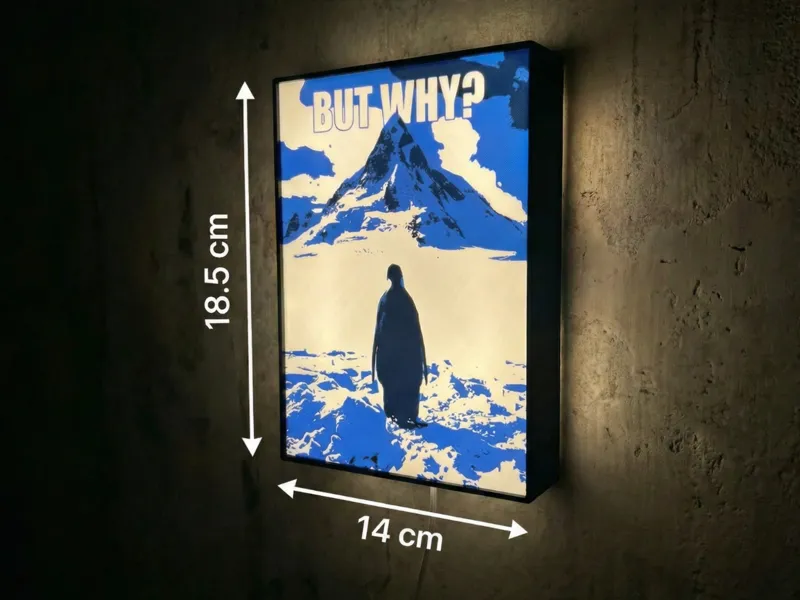 BUT WHY? LED Lightbox – Depressed Penguin Themed 