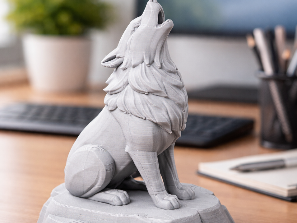 Majestic Howling Wolf –High Detail 3D Print Statue