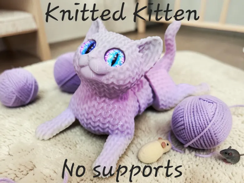 SC Knitted Kitten Cat - glass eye compatible