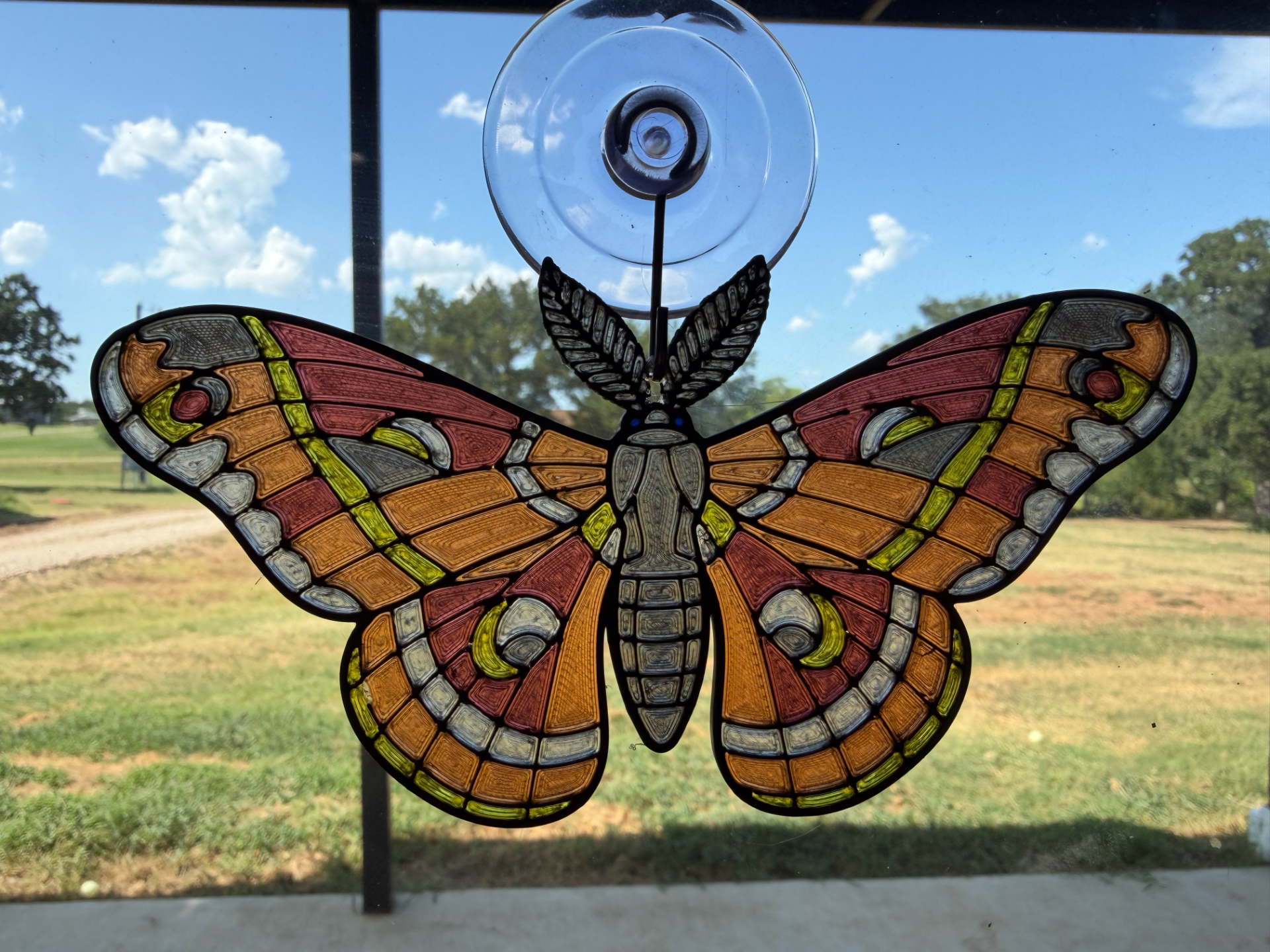Cecropia Moth Suncatcher — Stained-Glass 