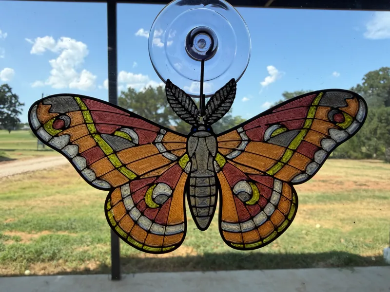 Cecropia Moth Suncatcher — Stained-Glass 