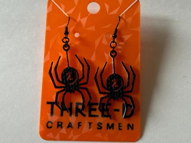 Knit Black Widow Spider Earrings