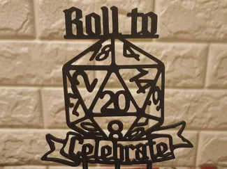 Roll to Celebrate - D20 RPG Cake Topper