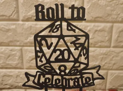Roll to Celebrate - D20 RPG Cake Topper